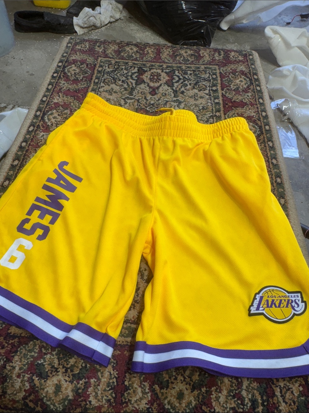 NBA Los Angeles Lakers Yellow & Purple Basketball Shorts - James 6